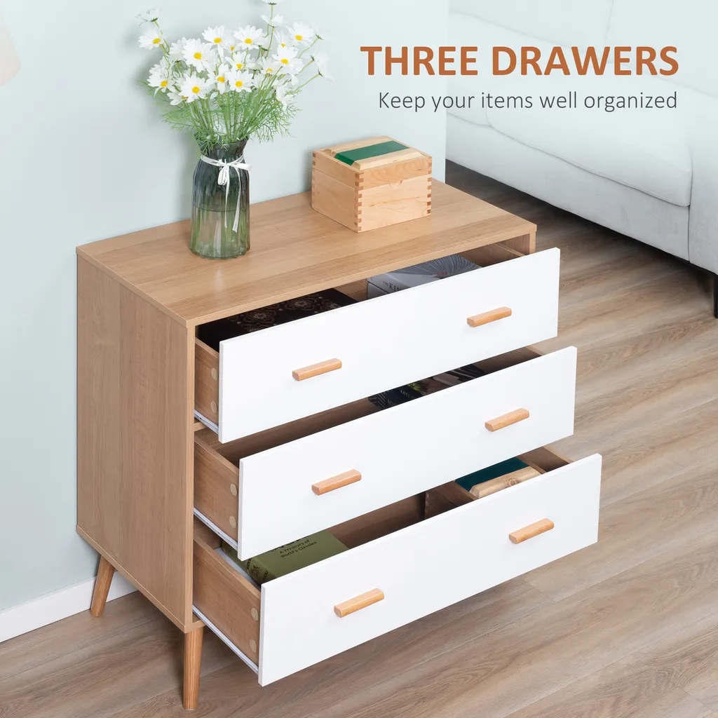 Petite Commode Scandinave pour Gagner de l'Espace avec 3 Tiroirs Blanc