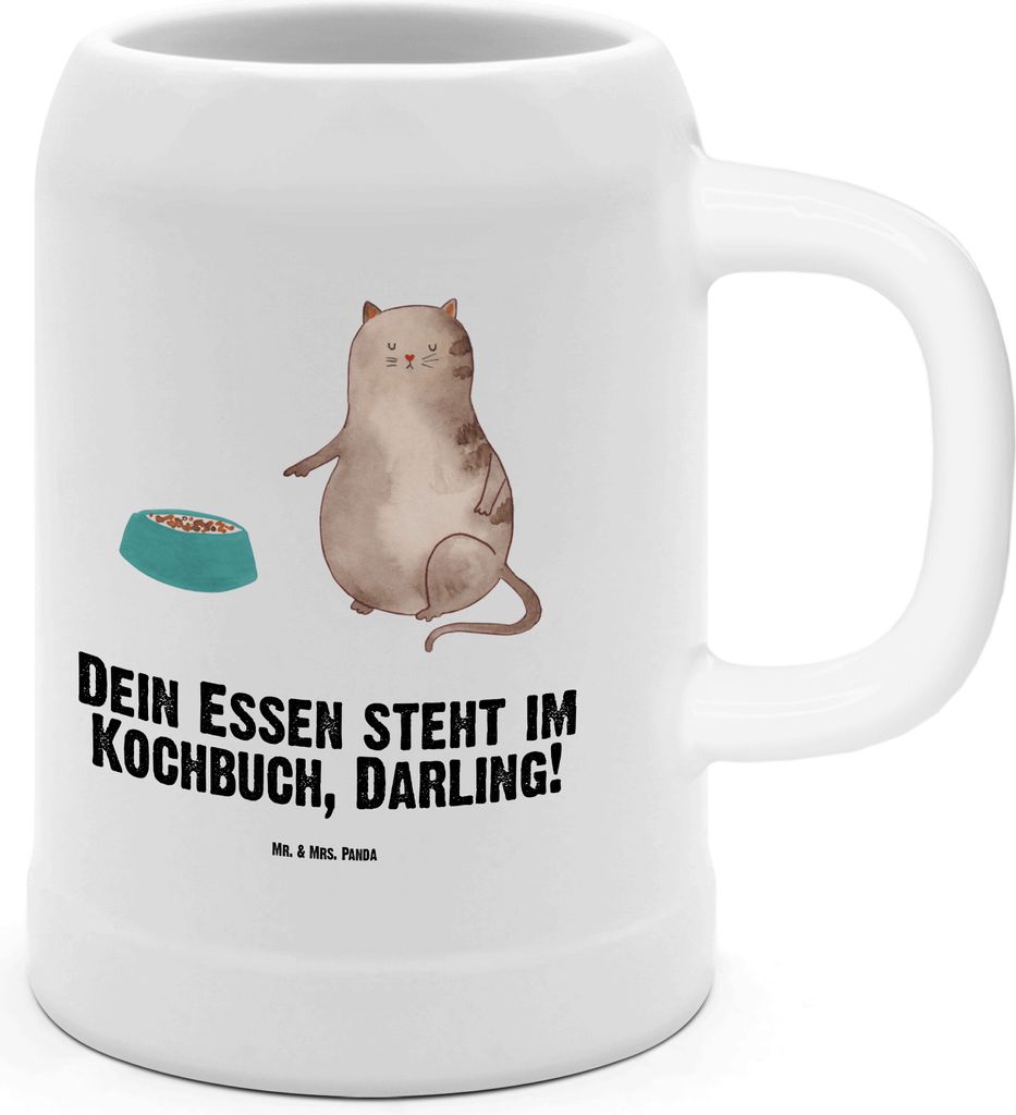 Mr. & Mrs. Panda Steinkrug Katze Fressen - Weiß - Geschenk, Bier Seidel, Steinbierkrug, Krug, Humpen