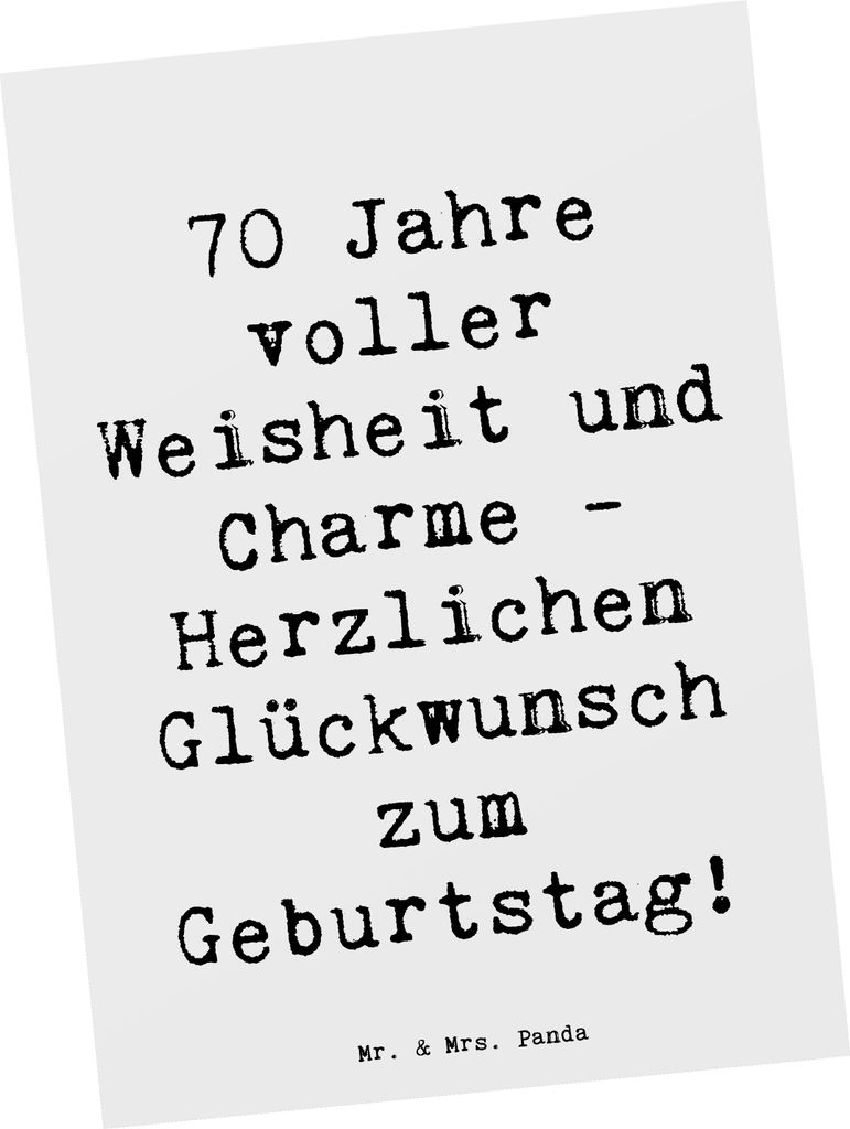 Mr. & Mrs. Panda Postkarte Spruch 70. Geburtstag - Weiß - Geschenk, Ansichtskarte, Dekoration, Happy Birthday, Grußkarte, bildkarte, Charme, unve...