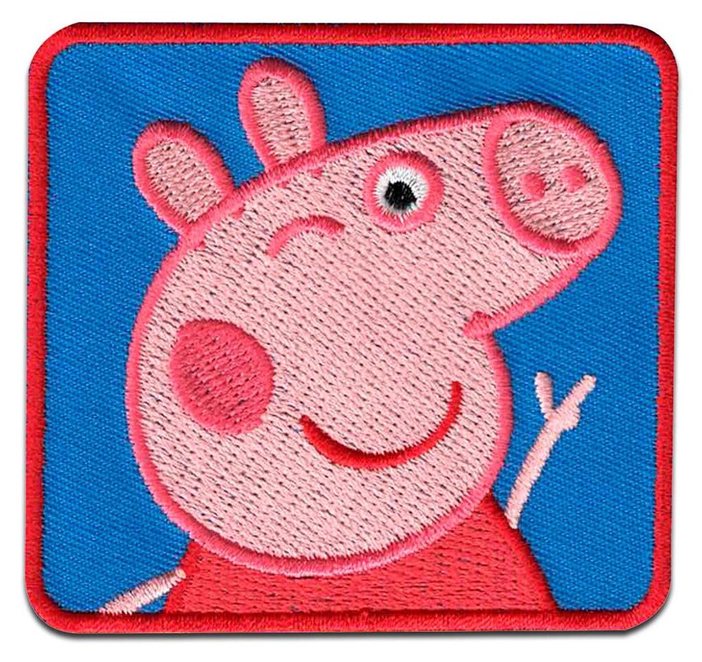 Comercial Mercera Peppa Wutz zwinkert Kinder - Aufnäher, Bügelbild, Aufbügler, Applikationen, Patches, Flicken, zum aufbügeln, Größe: 6 x 6 cm