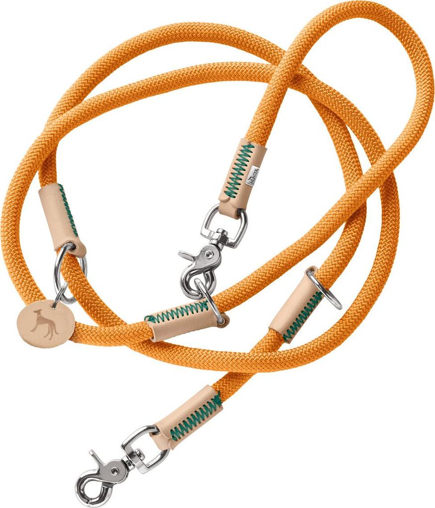Hunter Verstellbare Führleine Malia apricot/natur, Länge: max. 200 cm