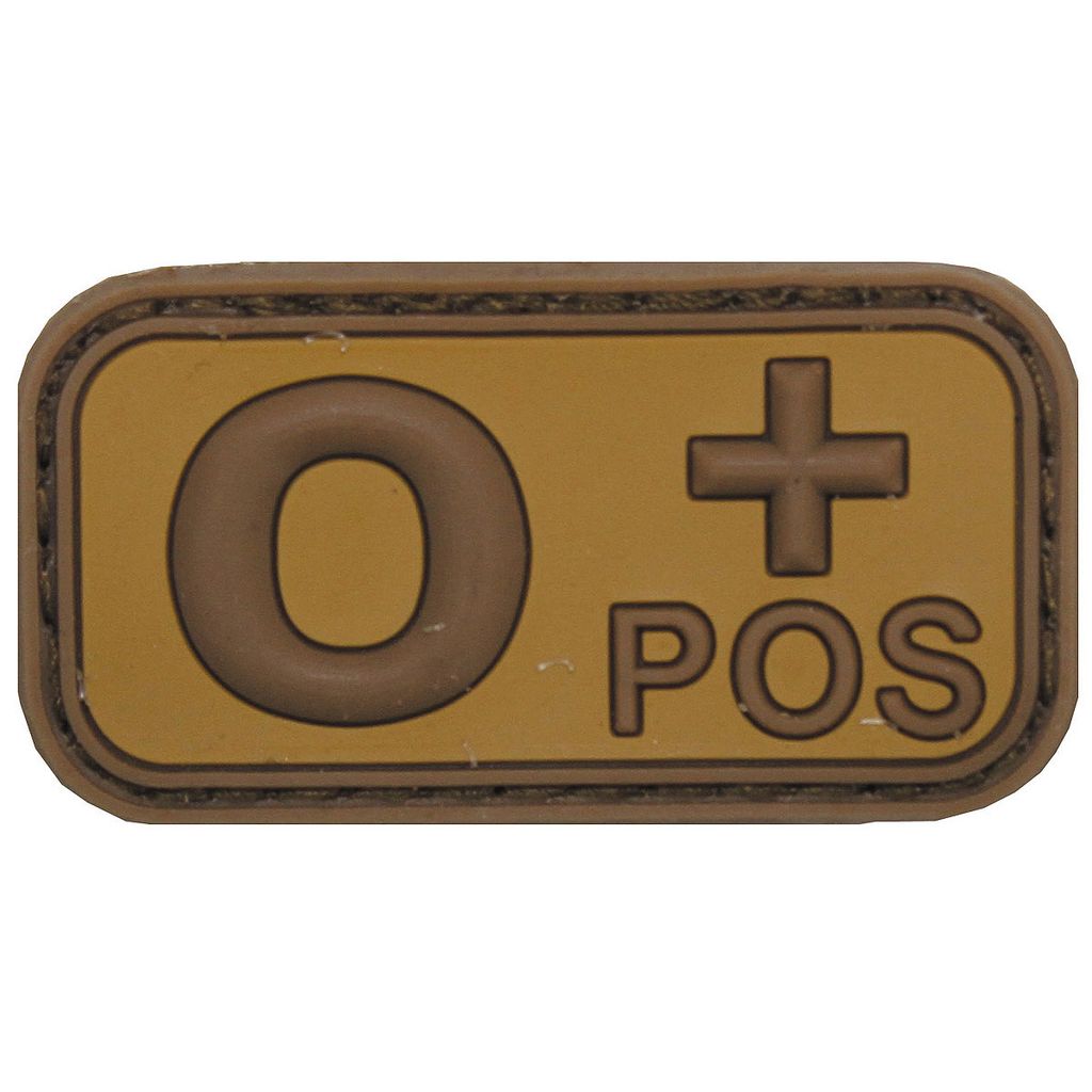MFH Klettabzeichen 3D Blugruppe 0 positiv khaki 5x2,5 cm