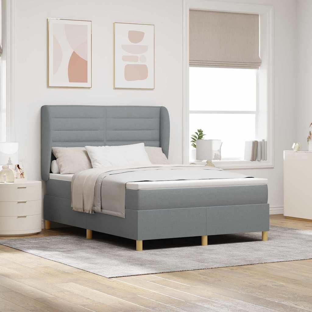 Möbel Boxspringbett mit Matratze Dunkelgrau 90x190 cm Hellgrau - Klassische Betten 3340697