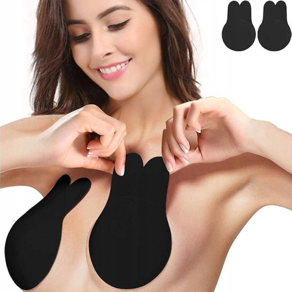 Selbsttragender BH - Push-up - trägerloser BH - Brustabdeckungen - Silikon - Schwarz