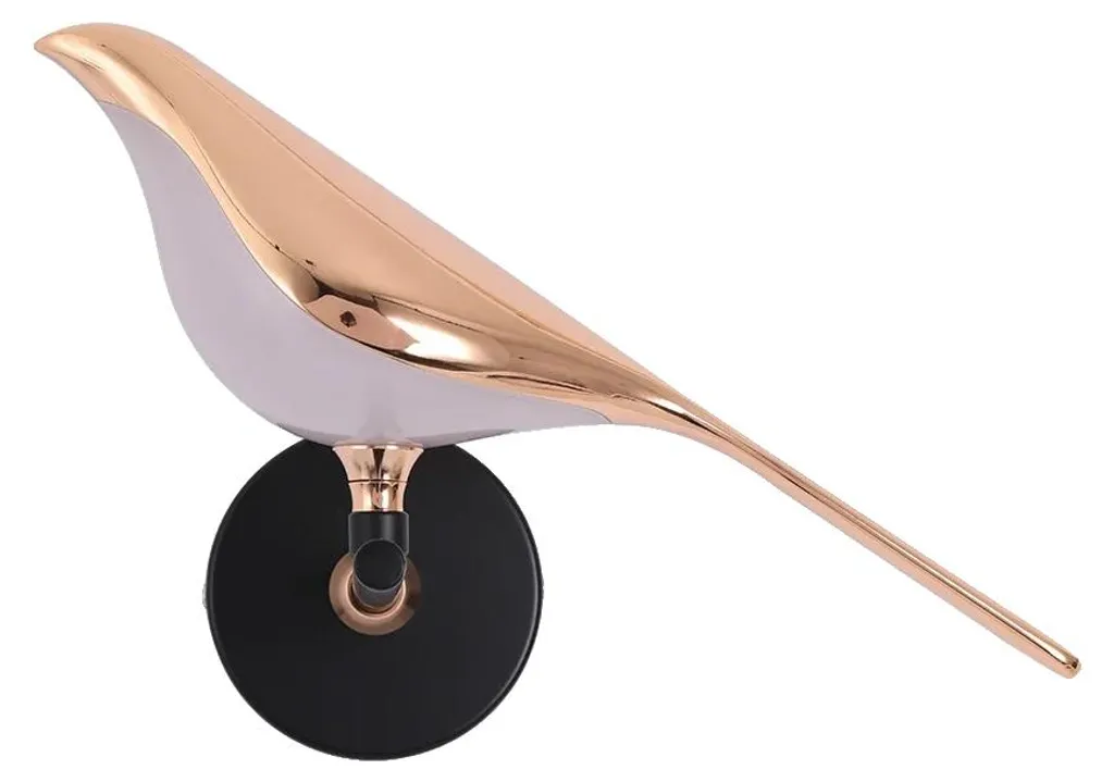 Applique murale oiseau LED 3 couleurs interchangeables en métal doré