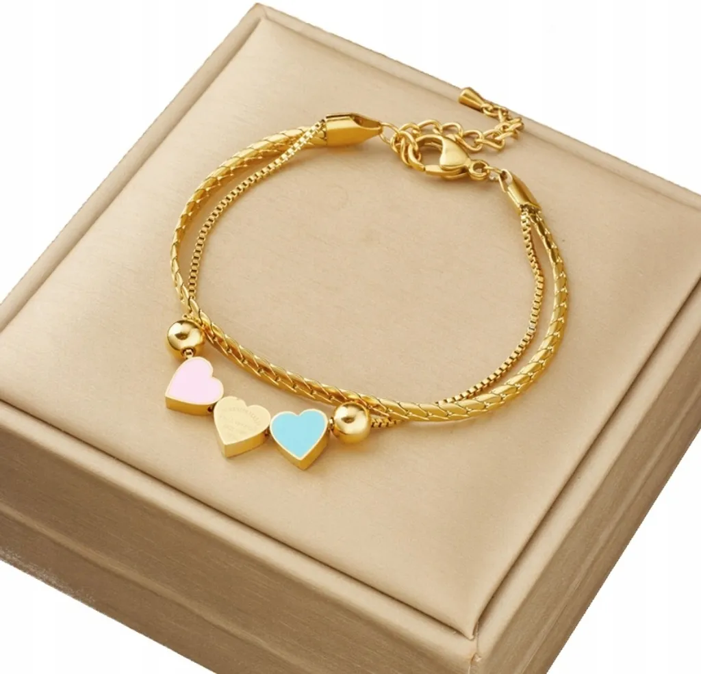 Bracciale Cuore Doppio Acciaio Chirurgico Oro - Qualità Garantita
