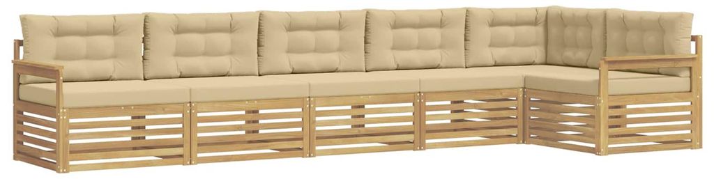 vidaXL Outdoor-Sofagarnitur mit Kissen 6 pcs Weiß und Beige Polyester