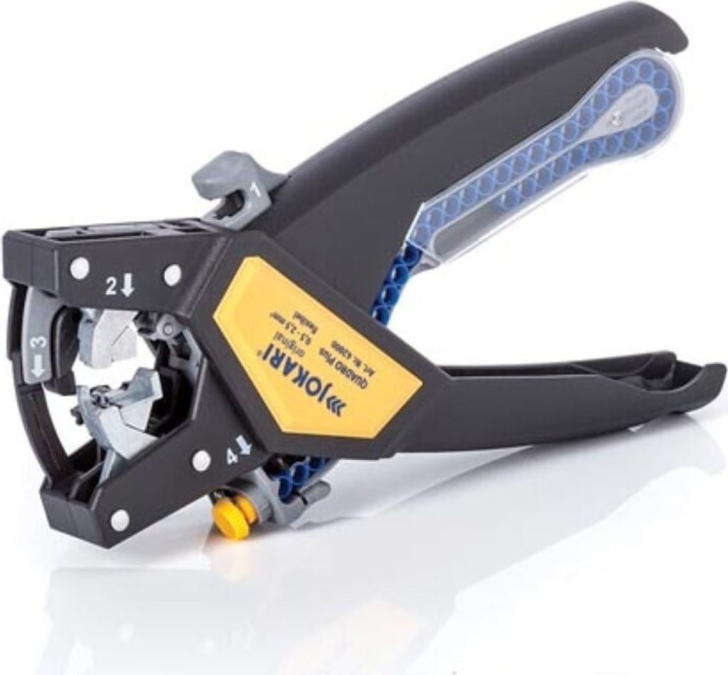 A close-up studio shot of a wire stripper tool.