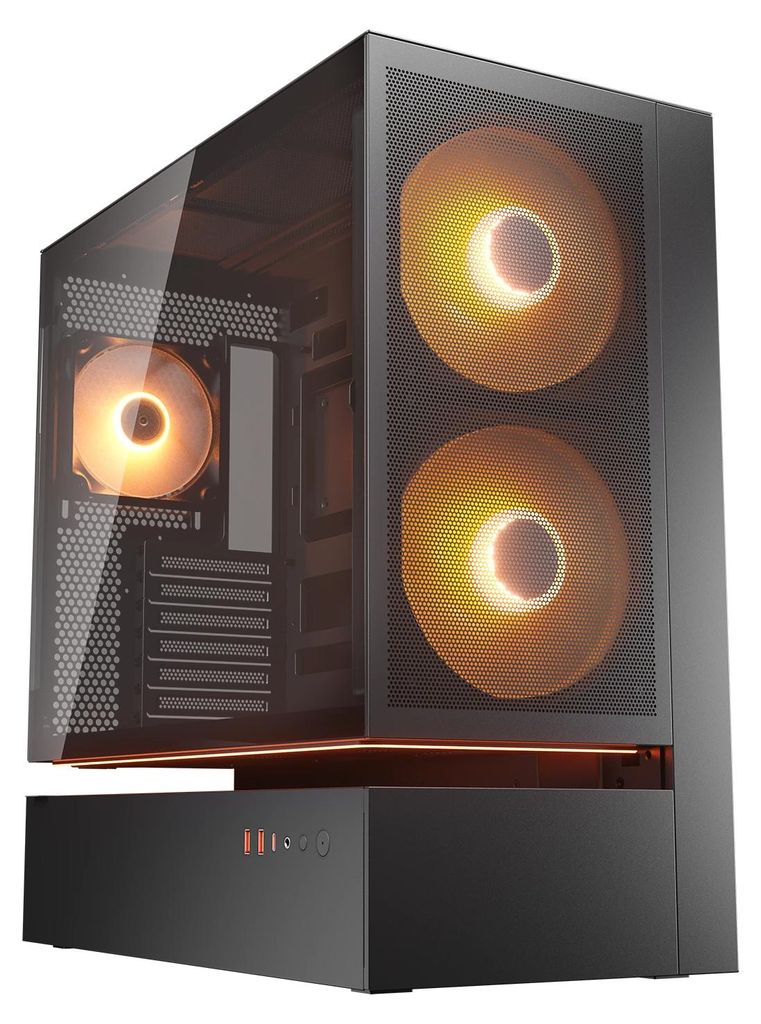 Cougar CGR-2DA4B-M PC-Gehäuse, Midi-Tower, ATX, gehärtetes Glas, RGB, schwarz