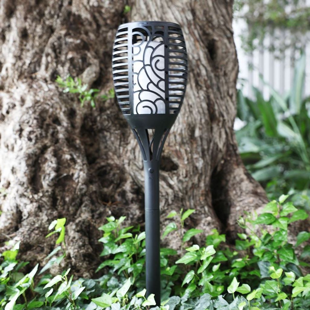 Solar Gartenfackel Rattanoptik Gartenlampe Gartenlaterne Solarleuchte Solarlampe