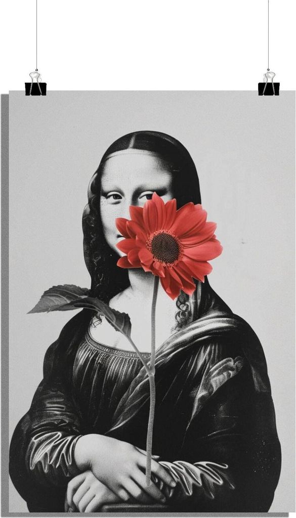 Mona Lisa Poster - Blumen Poster - Kunst Poster - Einzigartiges Poster - 51x71cm - Perfekt zum Einrahmen