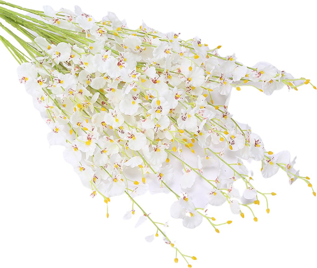 künstliche Blumen handgefertigtes verblassendes wiederverwendbares ohne Wasser tanzende Dame Künstliche Orchideenblume Haushaltsdarsteller-Weiß