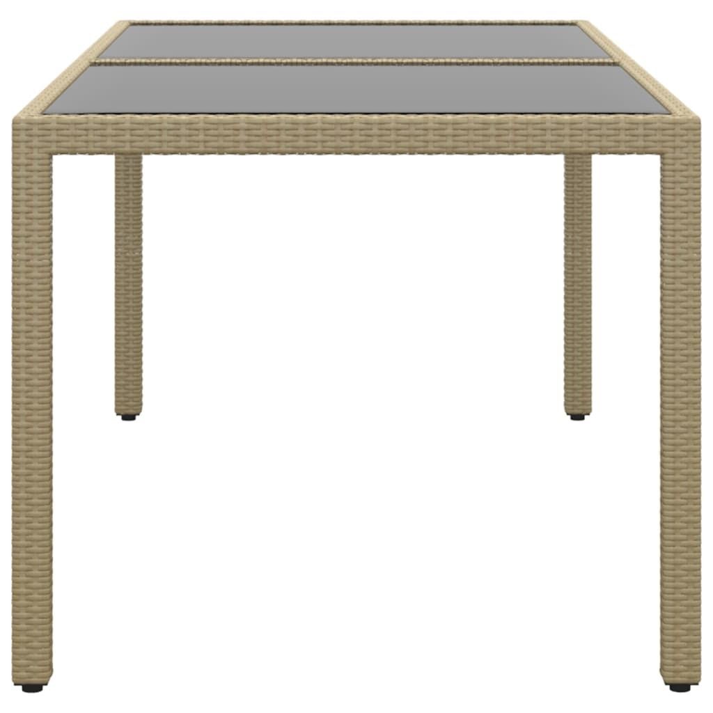vidaXL Gartentisch 150x90x75 cm Hartglas und Poly Rattan Beige