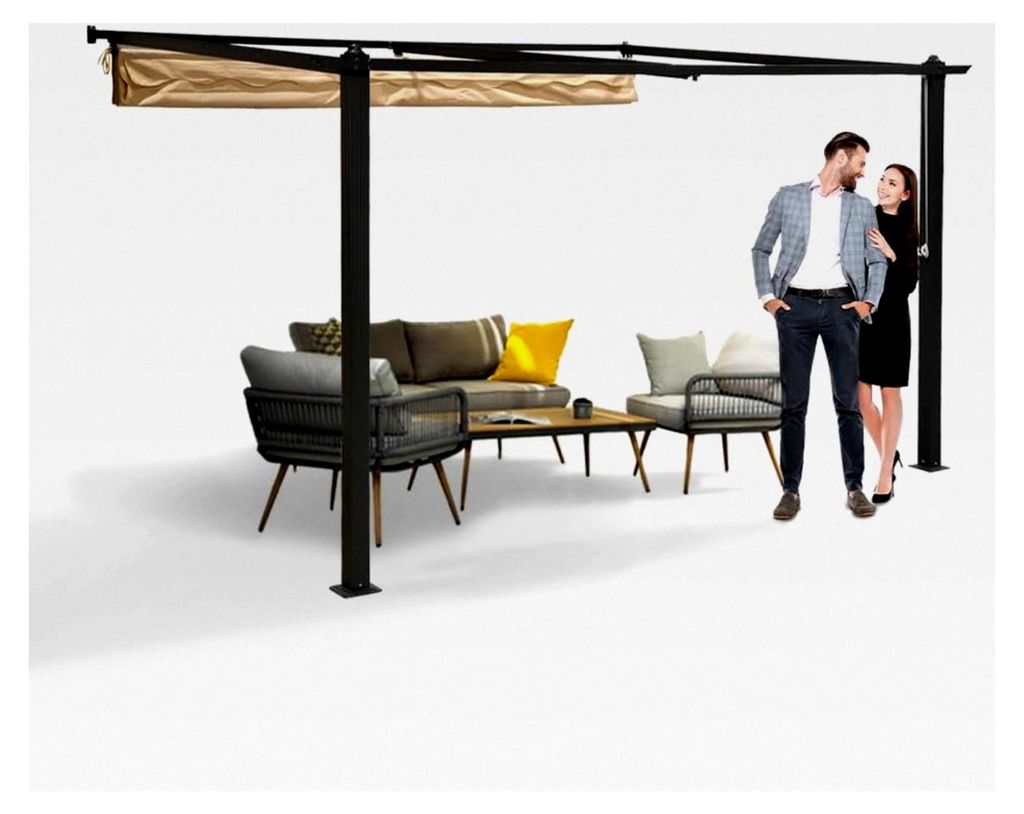 Garten Pergola Pavillon Terrassendach Wandpergola Siros 3x4m - wasserdichtes und stabiles Sonnenschutzsystem für Terrasse und freistehenden Pavillon