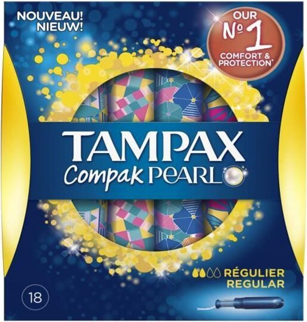A box of Tampax Compak Pearl tampons.