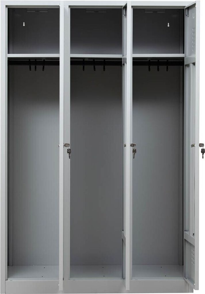 Gürkan Spind lichtgrau 105415, 3 Schließfächer 118,5 x 50,0 x 180,0 cm