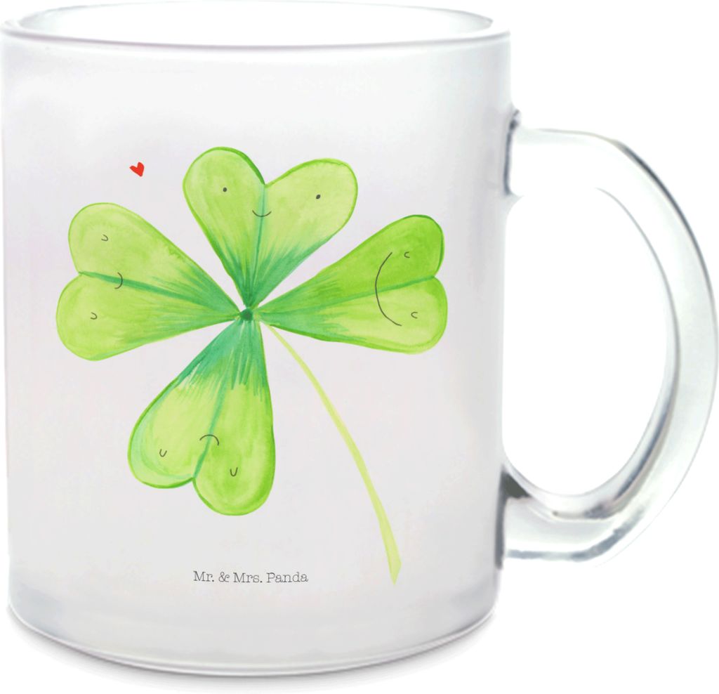 Mr. & Mrs. Panda Tee Tasse Blume Kleeblatt - Transparent - Produktbild 