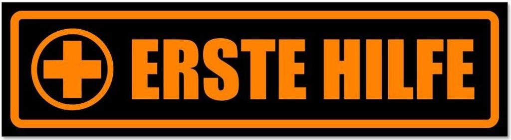 Kiwistar - Autoaufkleber - Orange - Schwarz - 20 x 5,3 cm - Erste Hilfe - Hinweis Aufkleber Sticker für Auto, Kfz, Fahrrad, PKW, LKW
