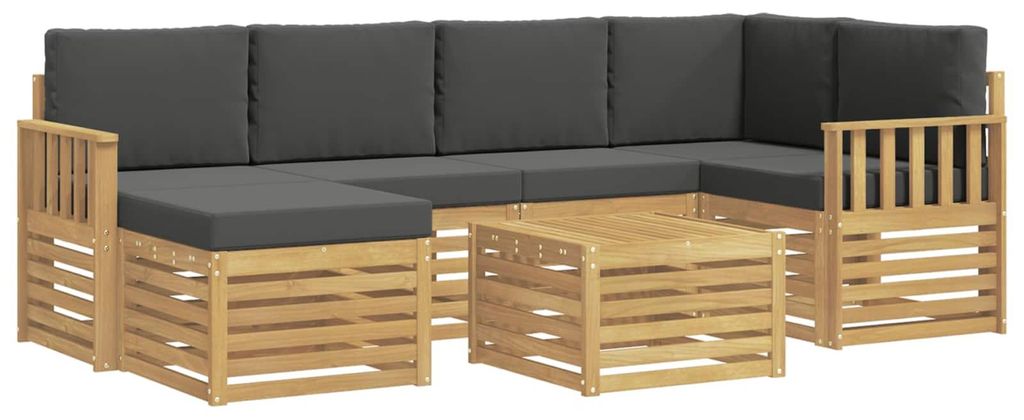 vidaXL Outdoor-Sofagarnitur 7 pcs Weiß und Anthrazit Polyester