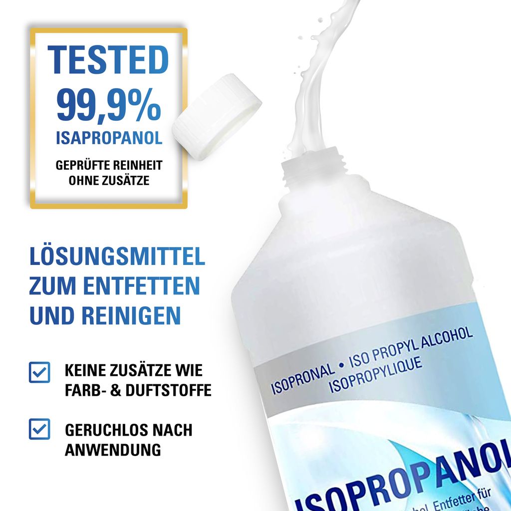 ISOPROPANOL 99,9% – 1 Liter Flasche – Hochprozentiger Reinigungsalkohol.