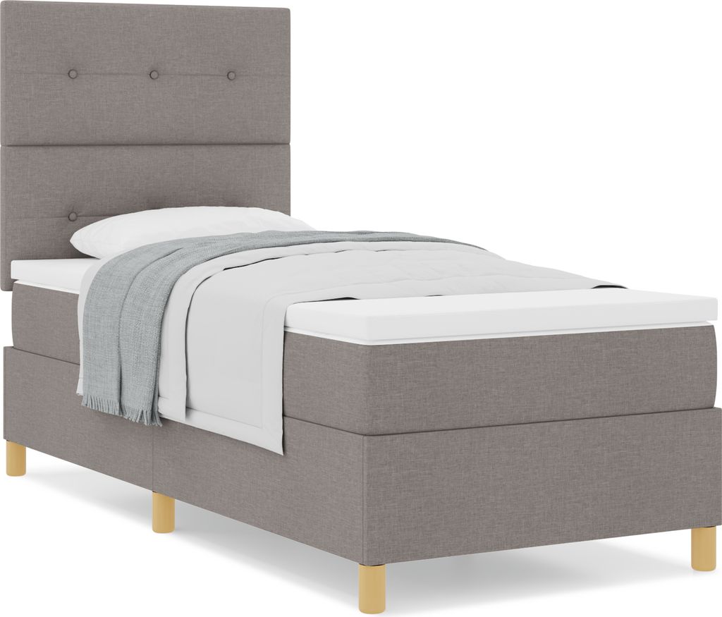 "2025"cloris Bettrahmen, Boxspringbett mit Matratze Taupe Stoff - Klassische Betten CHY79209