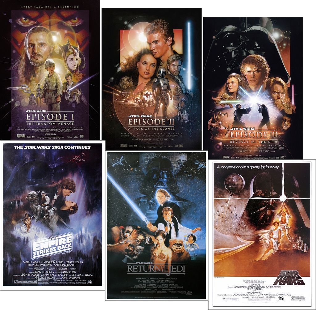 Star Wars Sada 6 plakátů Epizoda I, II, III, IV, V, VI 61 x Obrázek produktu 
