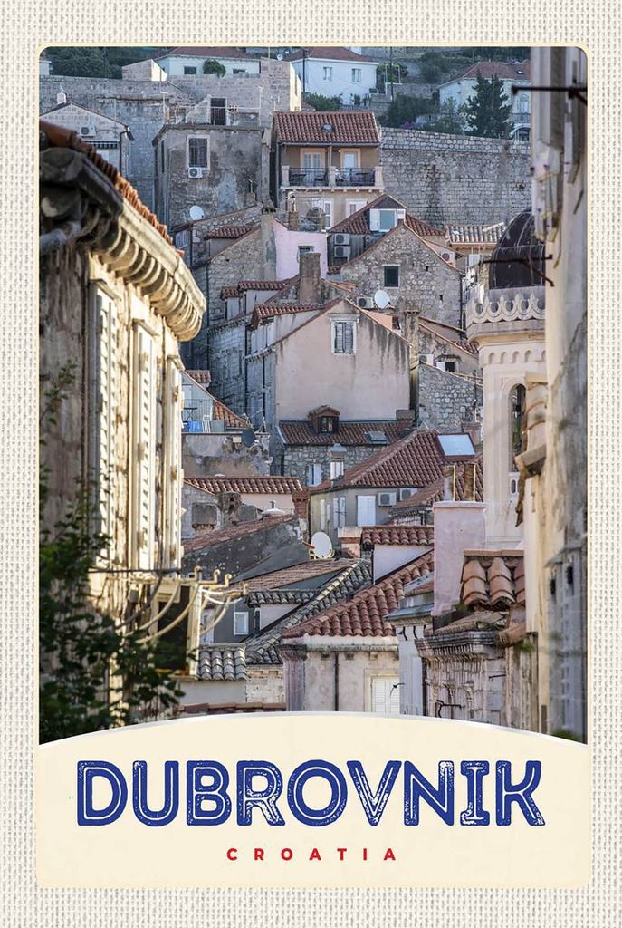 vianmo Holzschild 18x12 cm Blick auf Dubrovnik Kroatien Stadt Bildmotiv Reisemotiv Abenteuer Reisen