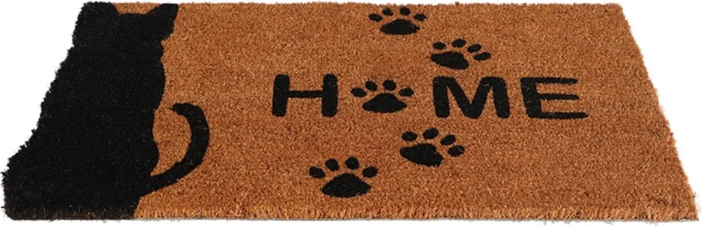 Paillasson coco robuste motif Chat & Home décoratif et antidérapant 75cm