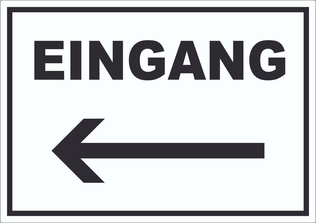 Eingang Aufkleber mit Pfeil nach links A4 (210x297mm)