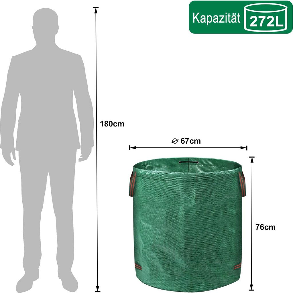 ACXIN 3x pytle na zahradní odpad s uchy 272L UV stabilní a Obrázek produktu 2