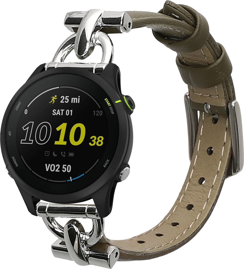 kwmobile Armband kompatibel mit Garmin vivoactive 4 / Venu 3 / Venu 2 / Forerunner 255 - Echtleder Fitnesstracker Sportarmband Band