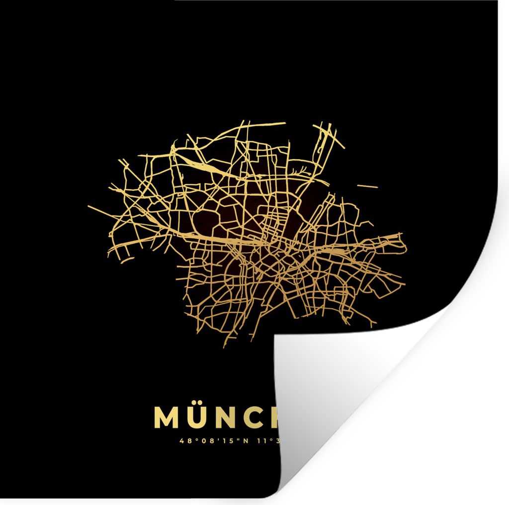 MuchoWow Wandtattoo Wandsticker Wandaufkleber Karte - München - Luxus - Stadtplan 50x50 cm Selbstklebend und Repositionierbar - Selbstklebend - ...