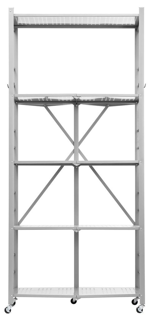 SucceBuy 5-stufiges klappbares Regal mit Rollen, 36x81x183 cm, faltbares Schwerlastregal, montagefreies Standregal, vielseitiges Haushaltsregal aus...