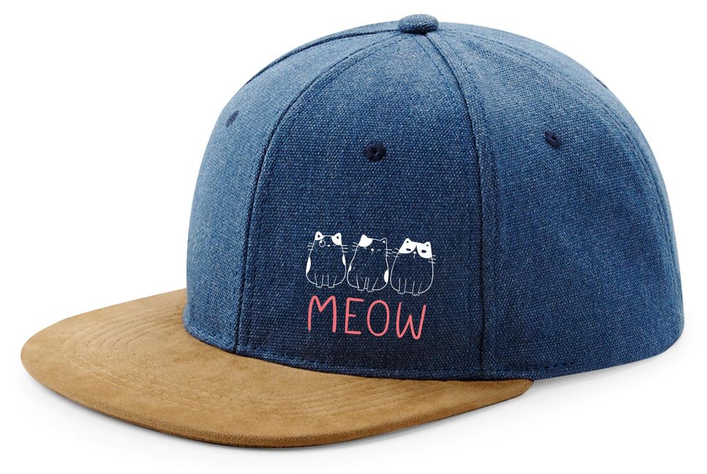 Huuraa Cappy Mütze Katzen Meow Comic Denim Baumwolle und Polyester Snapback Kappe Geschenkidee
