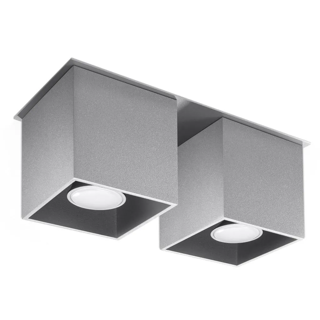 Lampada Soffitto Alluminio QUAD 2 26cm | Faretto Doppio GU10 Sollux
