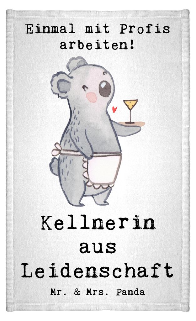 Mr. & Mrs. Panda Handtuch Kellnerin Leidenschaft - Weiß - Geschenk, Ausbildung, Servicekraft, Gästetuch, Baumwollhandtuch, Restaurant, Kleines, F...