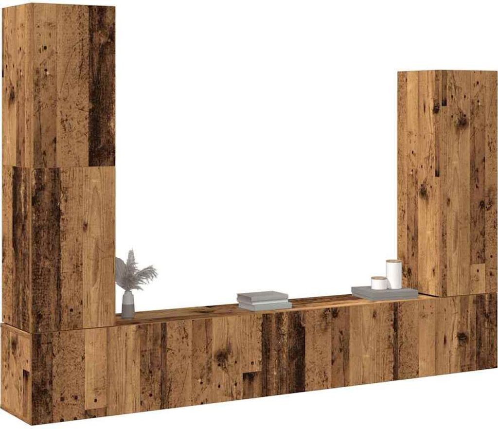 Cloris DesignMöbel 4-tlg. TV-Schrank-Set Wandmontage Altholz-Optik Holzwerkstoff - TV-Schränke DE401377