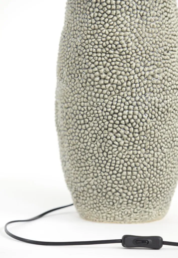 Lampe de table Kyara grise en céramique véritable avec douille E27 - 2