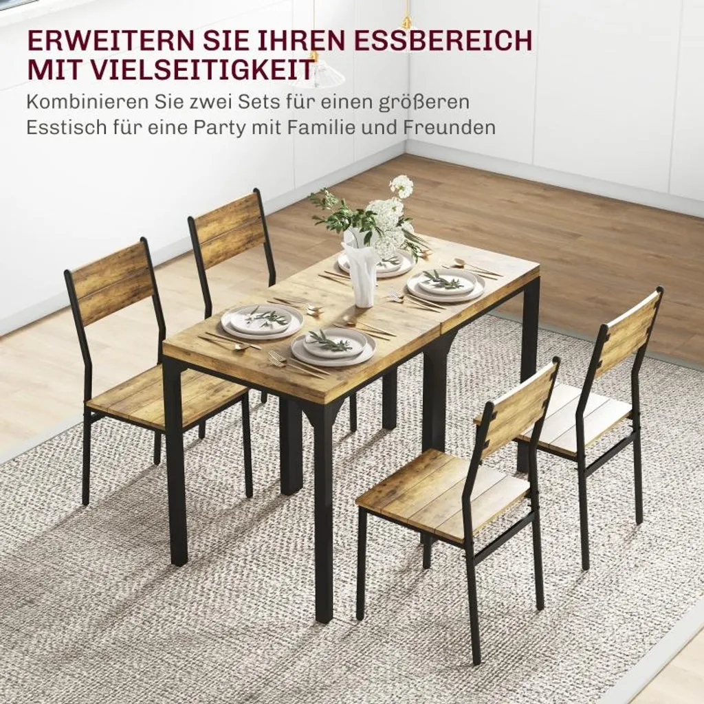 Petite table de cuisine avec 2 chaises marron Ensemble repas compact MDF