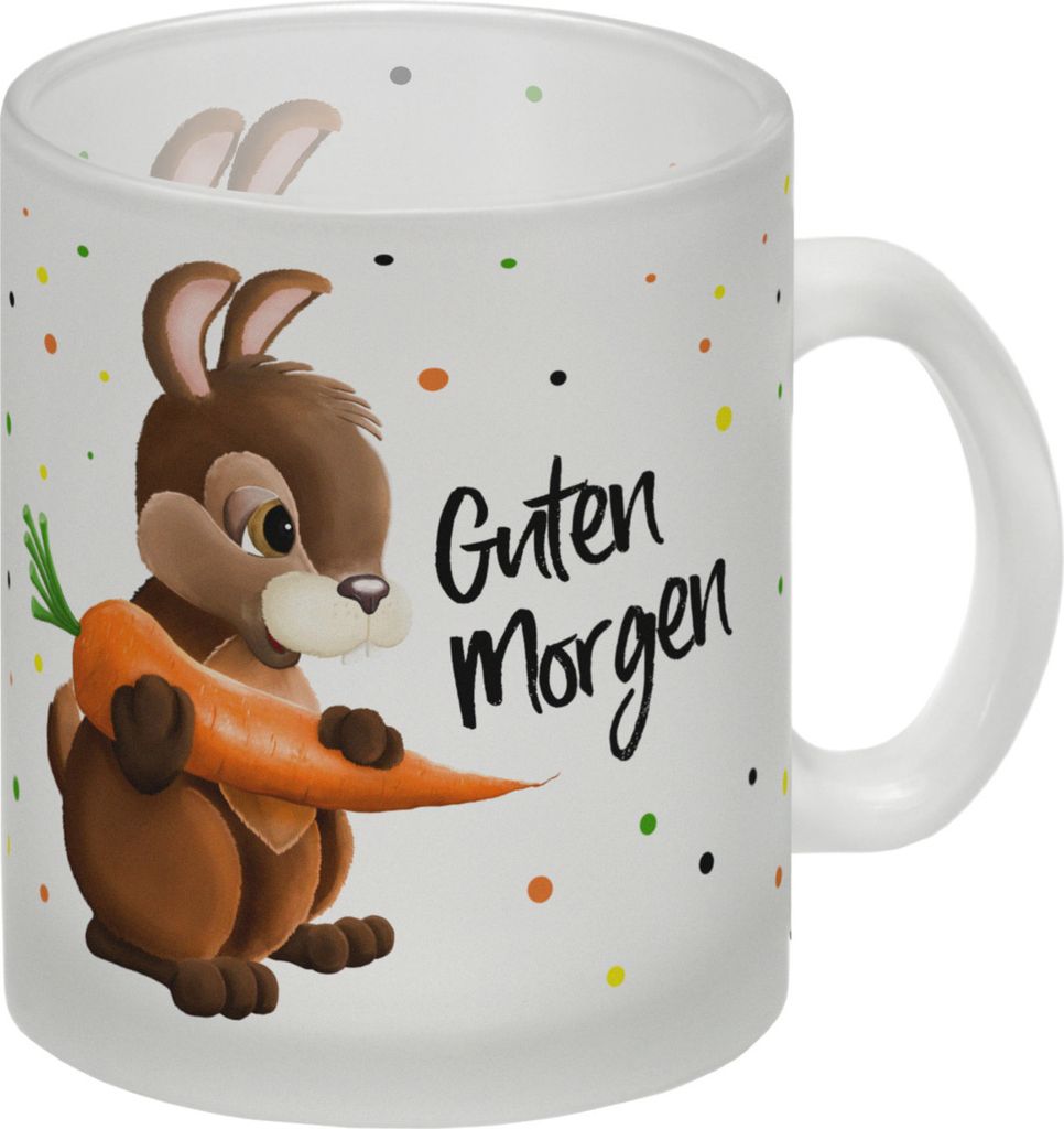 Guten Morgen Glas Tasse mit Hase Motiv