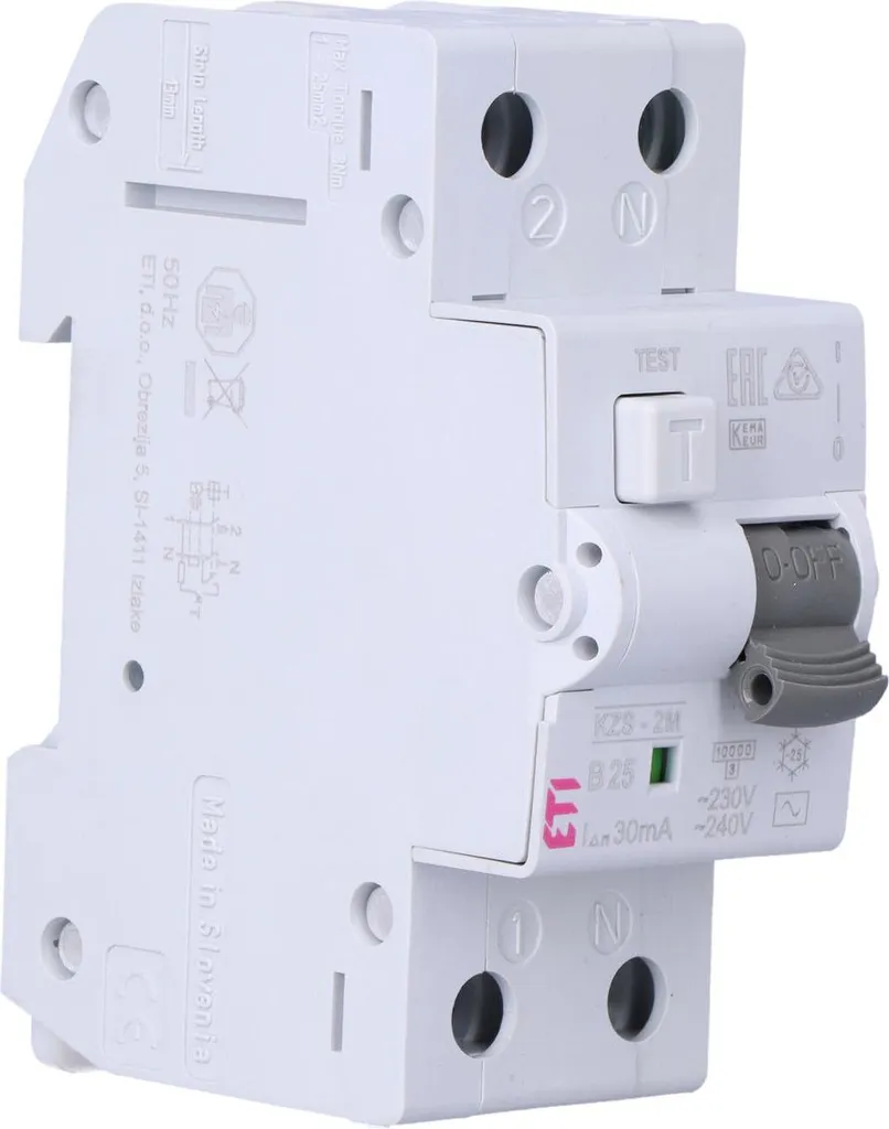 Protection Surintensité et Différentiel 30mA KZS-2M B25 AC - Compact 2 Mod