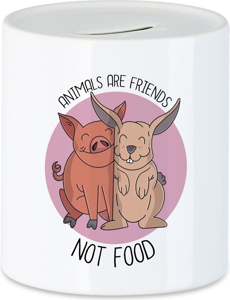 Animals Are Friends Not Food Spardose Vegan Vegetarier Plant-Based Geschenkidee Tierwohl Tierleid