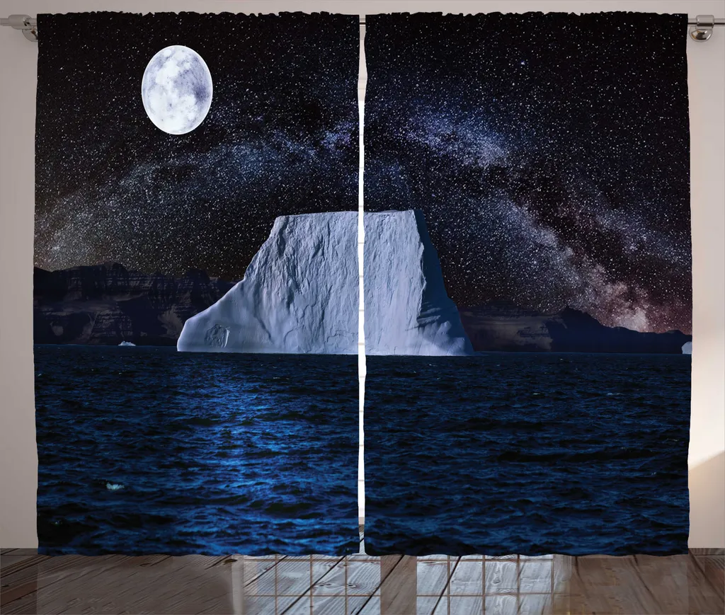 Rideau à Fronces pour Chambre Motif Iceberg Bleu Ciel et Blanc 280x225cm