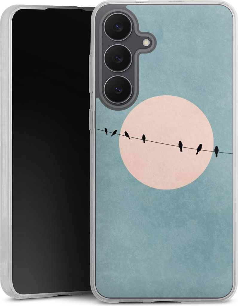 DeinDesign Handyhülle für Samsung Galaxy S25 FE Silikon Hülle Case Smartphone Schutzhülle Mond Vogel türkis