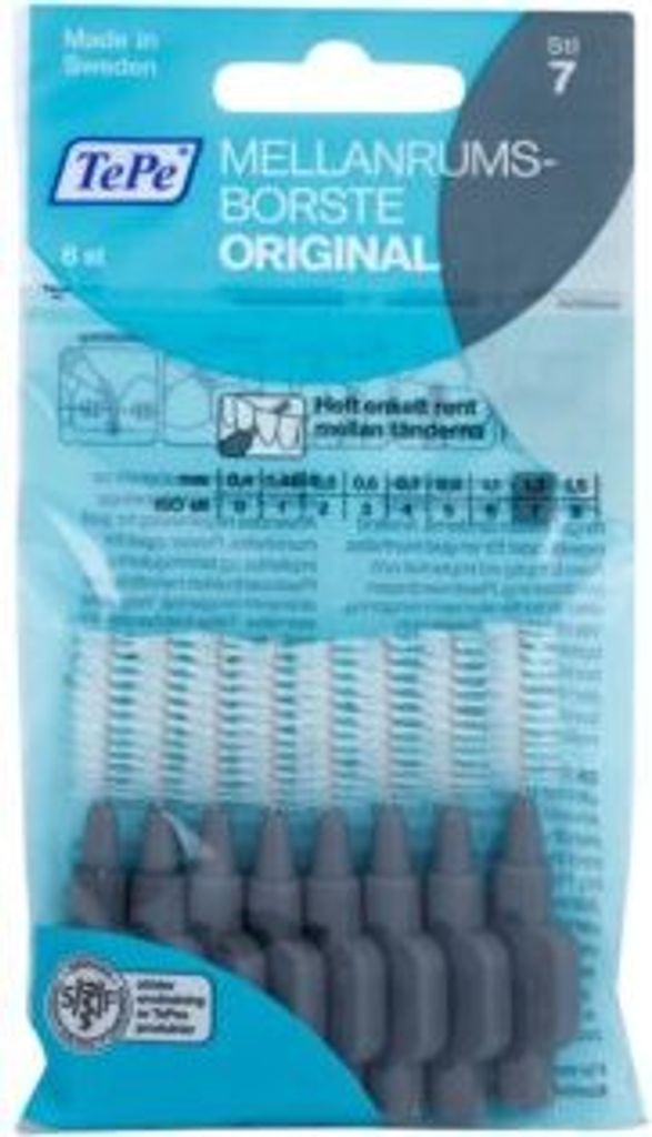 TePe Interdentalbürsten 1,3 mm – Grau – Zwischenraumbürsten – Für breite Zahnzwischenräume – Kieferorthopädie – 8 Stück