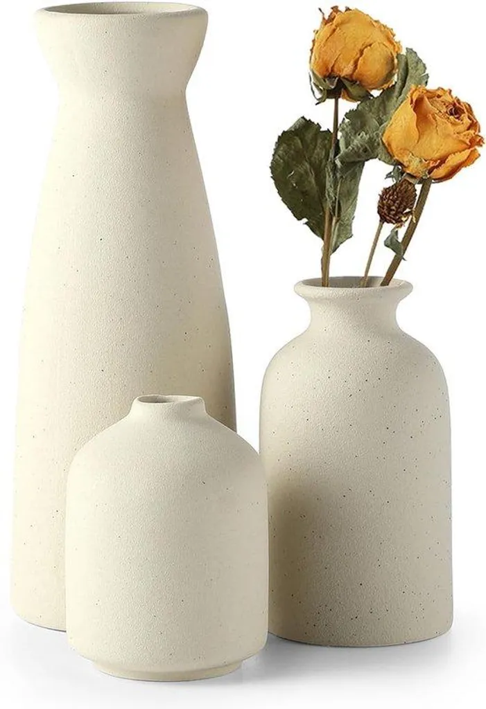 Vases décoratifs beiges en céramique pour centre de table de mariage