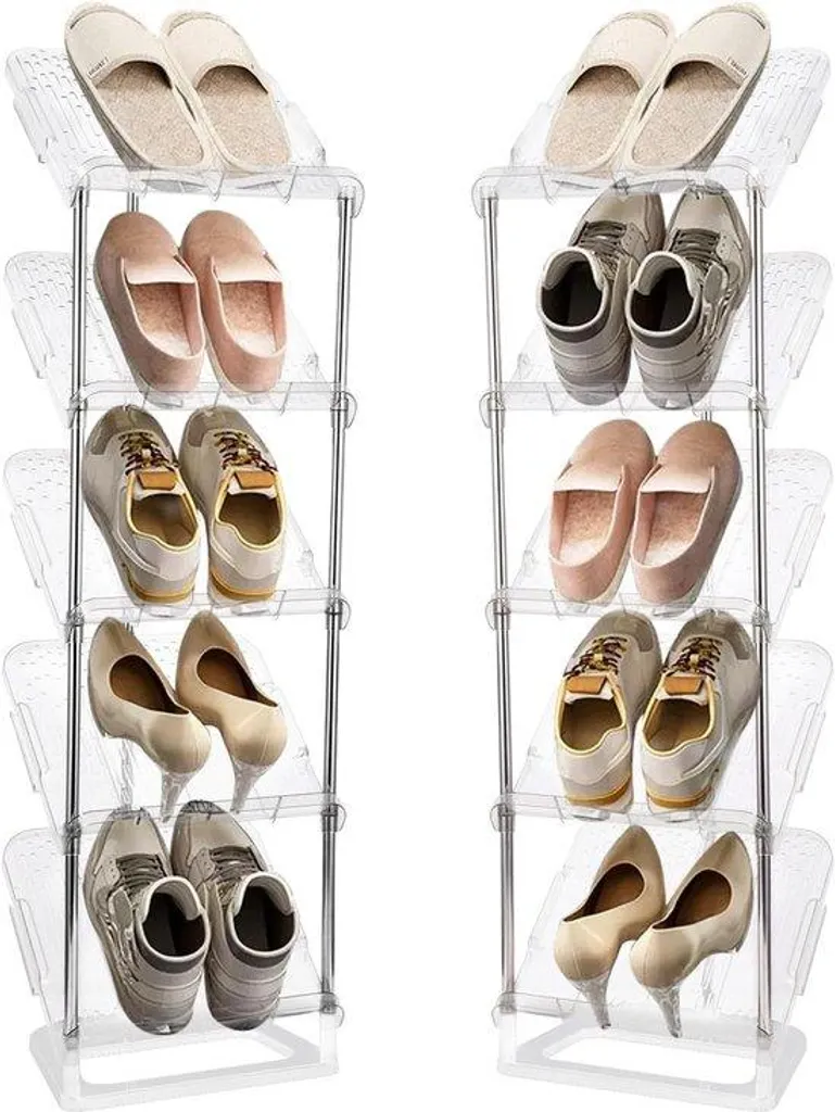 Étagère à chaussures transparente 5 niveaux en acrylique haute densité
