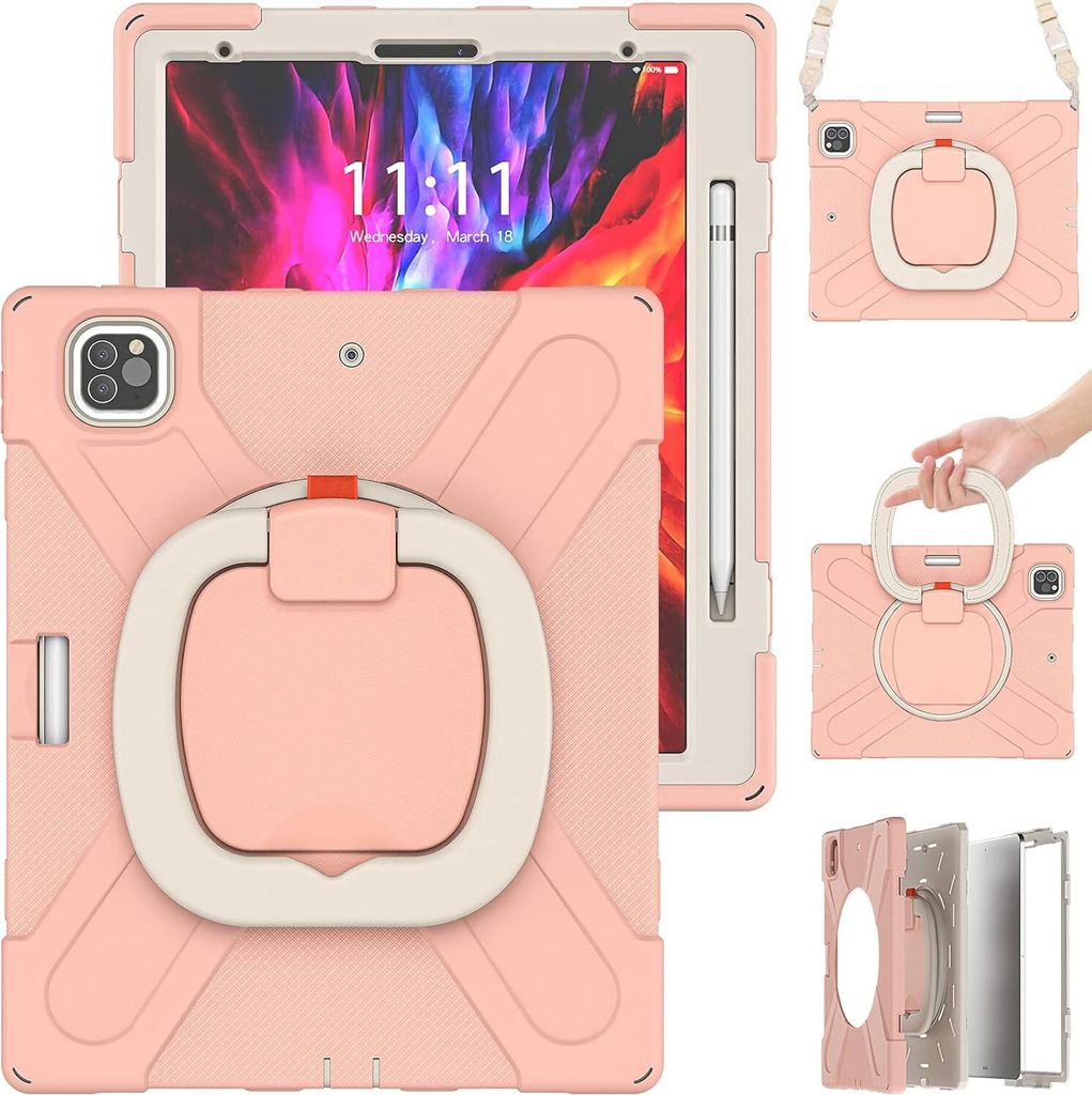 Tasche für iPad Pro 12.9" mit Ständer und Schultergurt Pink