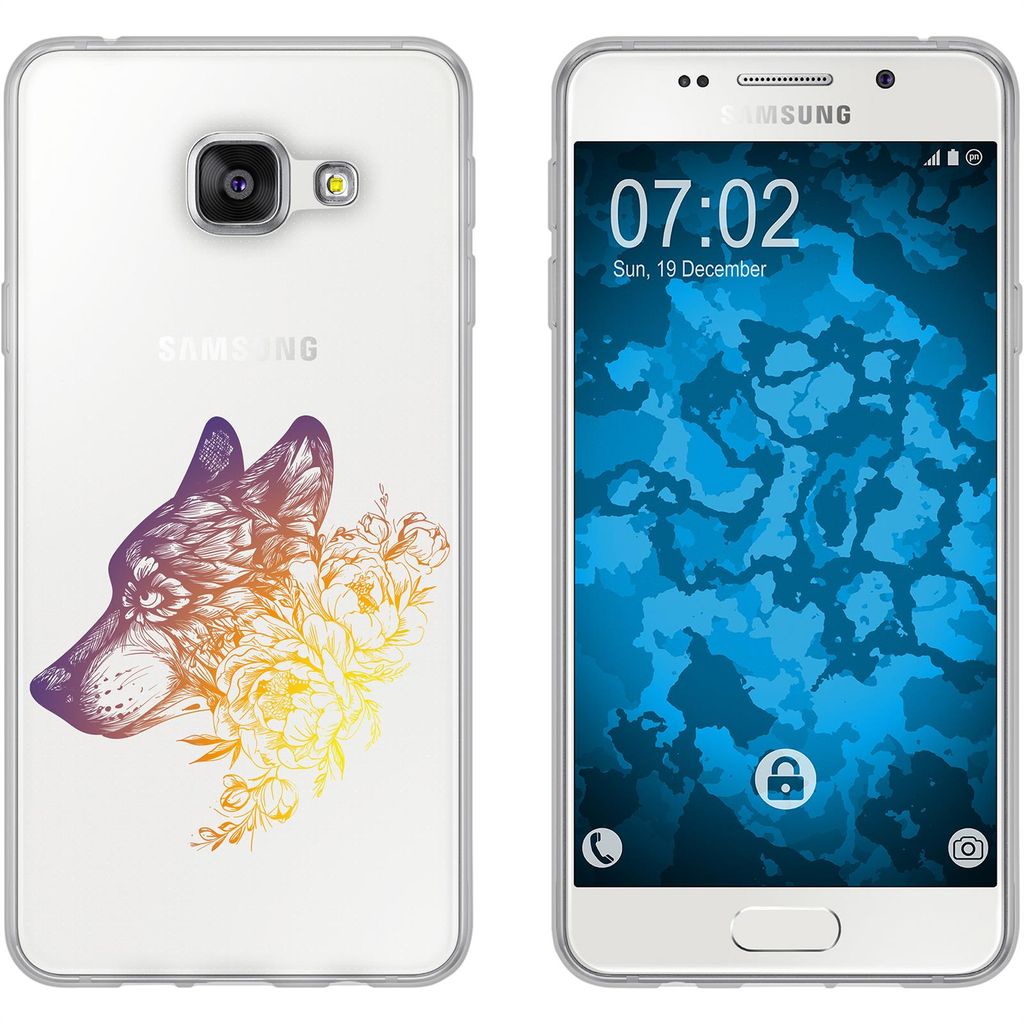 PhoneNatic Case kompatibel mit Samsung Galaxy A3 (2016) A310 Silikon-Hülle Floral Wolf M3-3