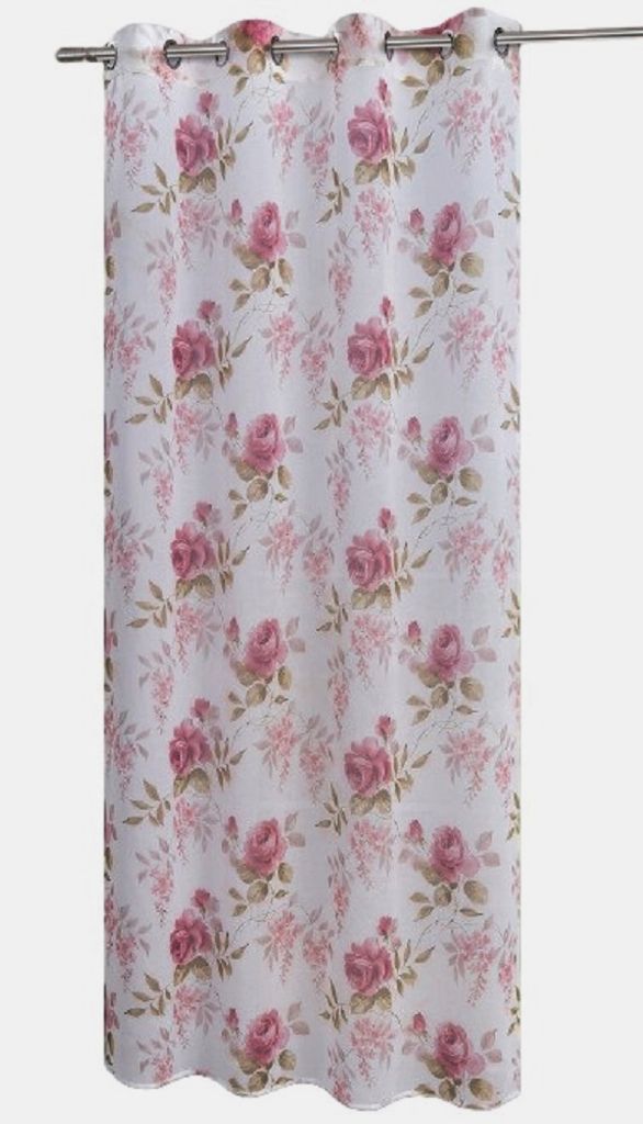 Ösenschal | Leinen mit Rosen | BxH 140x245cm | Bedruckt | Produktbild 
